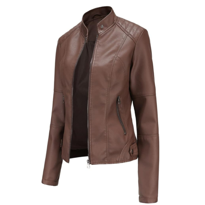 Women's Dark Brown Slim Fit Leather Jacket