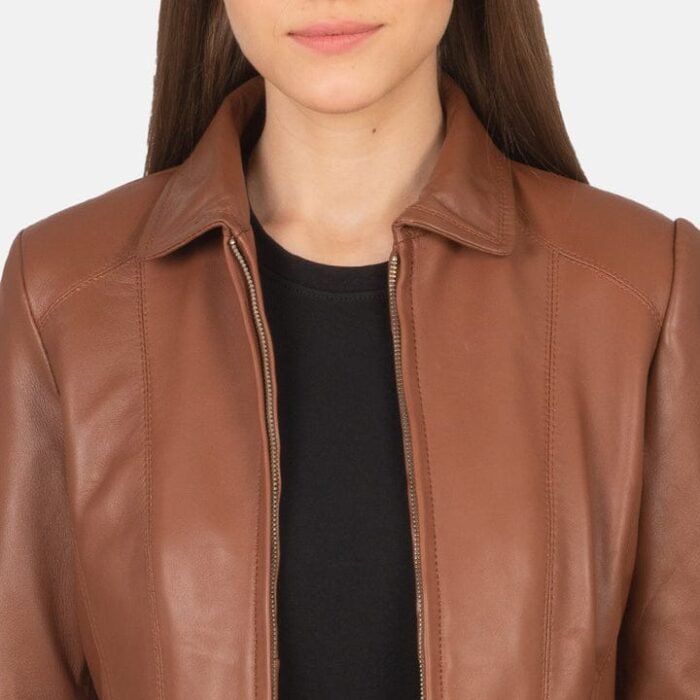 Women's Tan Slim Fit Leather Jacket