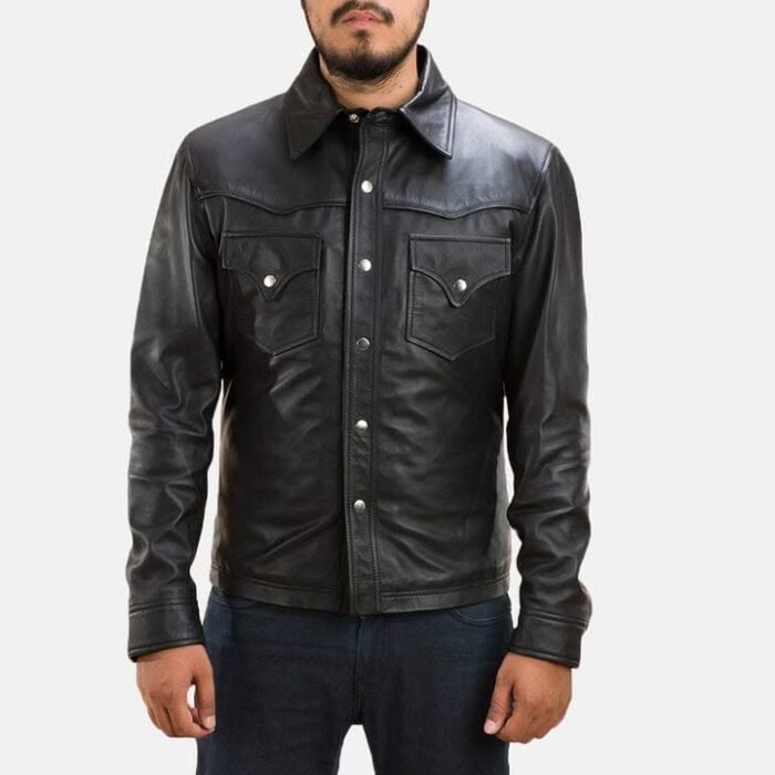 Elevate your everyday style with this sleek black leather jacket