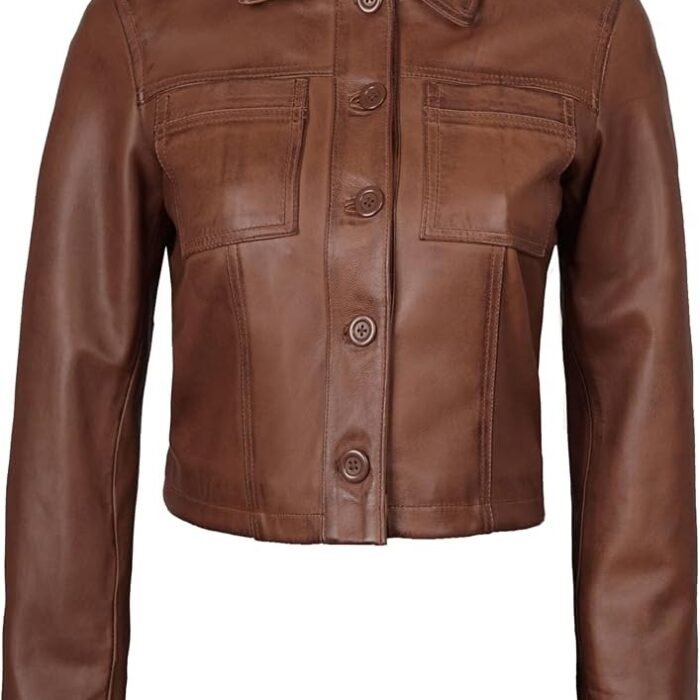 Women's Classic Brown Leather Jacket ✨