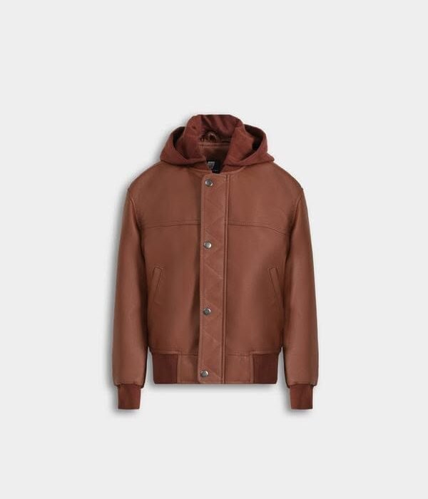 Premium Brown Hooded Leather Jacket ✨🧥