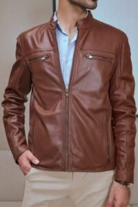 Classic Brown Leather Zip Jacket – Timeless Style & Everyday Comfort