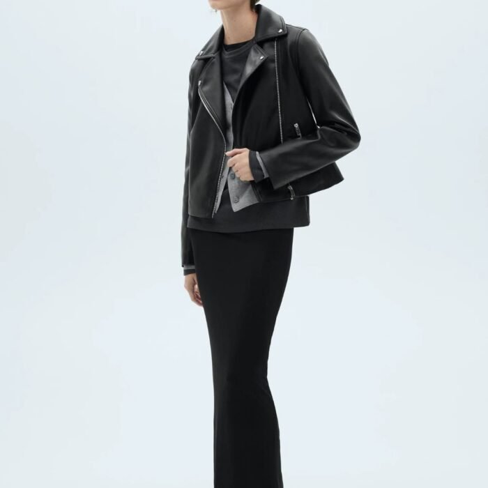 Step into timeless confidence with this sleek black leather jacket